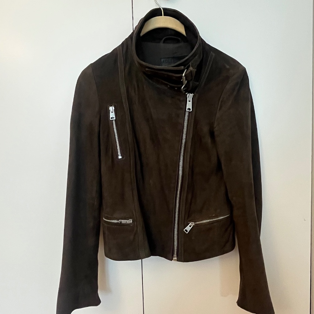 Brown suede all saints jacket size 0